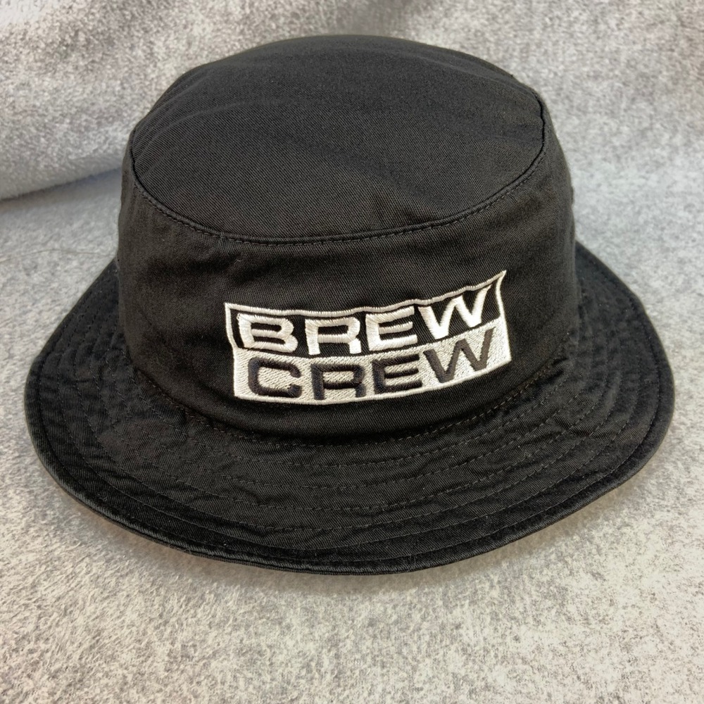 Brew Crew Unisex Black Flexfit Bucket Hat Embroidered Logo OSFM